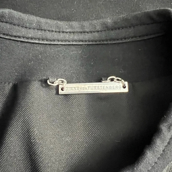 Diane‎ von Furstenberg Marc Leather Trim Blazer Jacket Black Size 10 - Picture 9 of 12